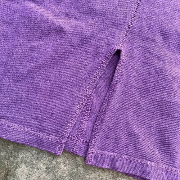 Vintage 80s Embroidered Geometric Patch Graphic Long Sleeve Shirt Purple S/M - Picture 11 of 12